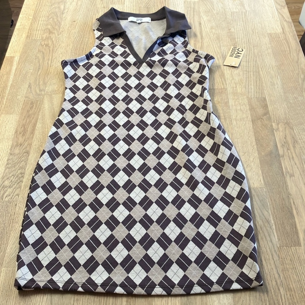 Y2k Madden NYC diamond geometric pattern polo dress Size:M
